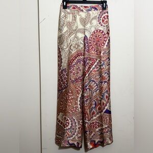 ZARA Multi Color Paisley High Waisted Wide Leg Pants Size XS